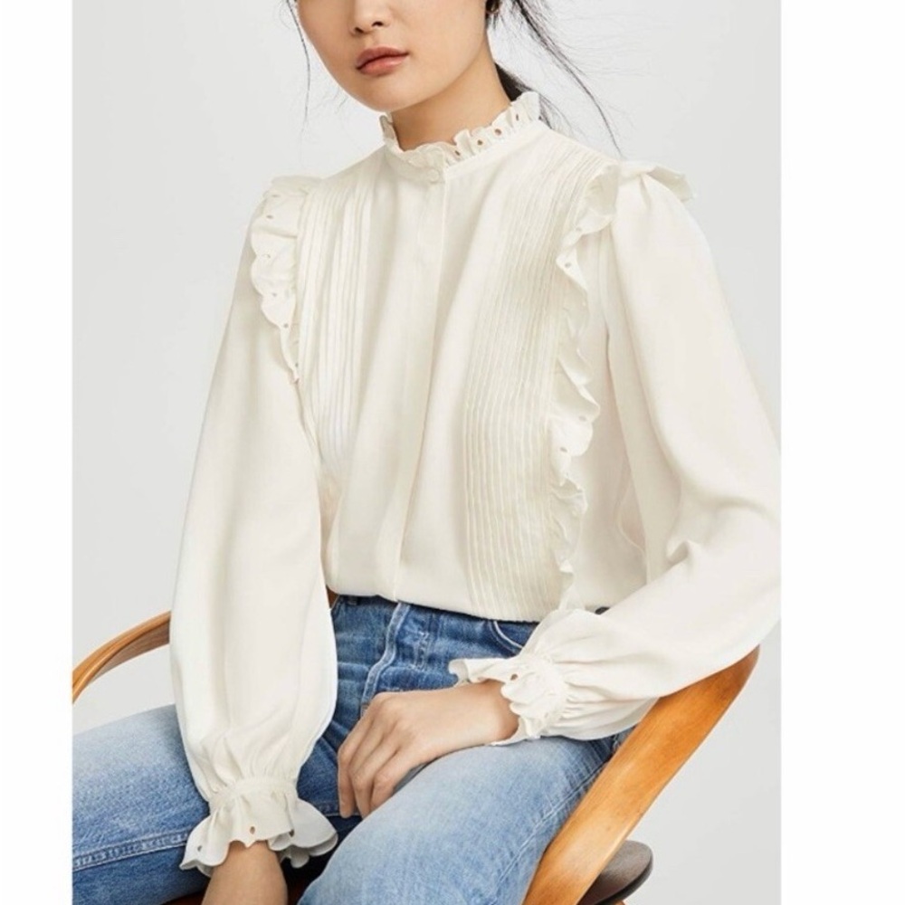 NWT Joie Cheyenne Ruffled Blouse, Size Large